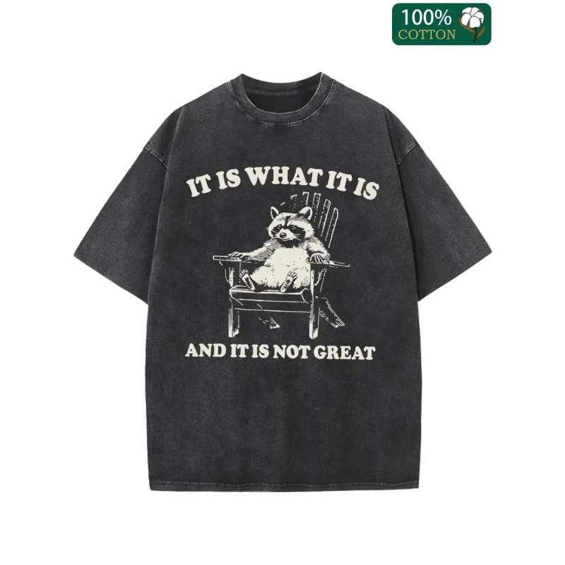 European sizes Printed Round Neck Short Sleeve T-shirt, Funny Squirrel Meme Pattern Print, Summer Men s Fashion S чёрный