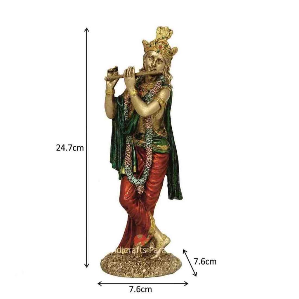 Herr Krishna Idol Statue Krishna Idol Flöte spielend Krishan Dekorative Schaufigur Figur für Pooja-Raum & Geschenk