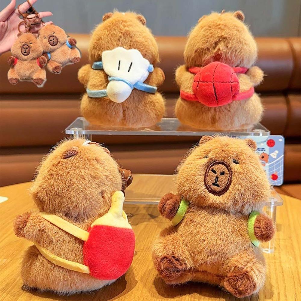 Cross Dressing Capybara Key Ring Soft Backpack Flutter Doll Funny Plush Sport Pendant  Daily