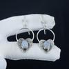 Natürliche Regenbogen Mondstein Herz Form Ohrringe, 925 Sterling Silber Ohrringe, Handgemachte Boho Silber Schmuck Ohrhänger, Verlobungsgeschenk