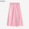 ZANZEA Women Casual Elastic Waist Solid Color Loose Wide Leg Pants