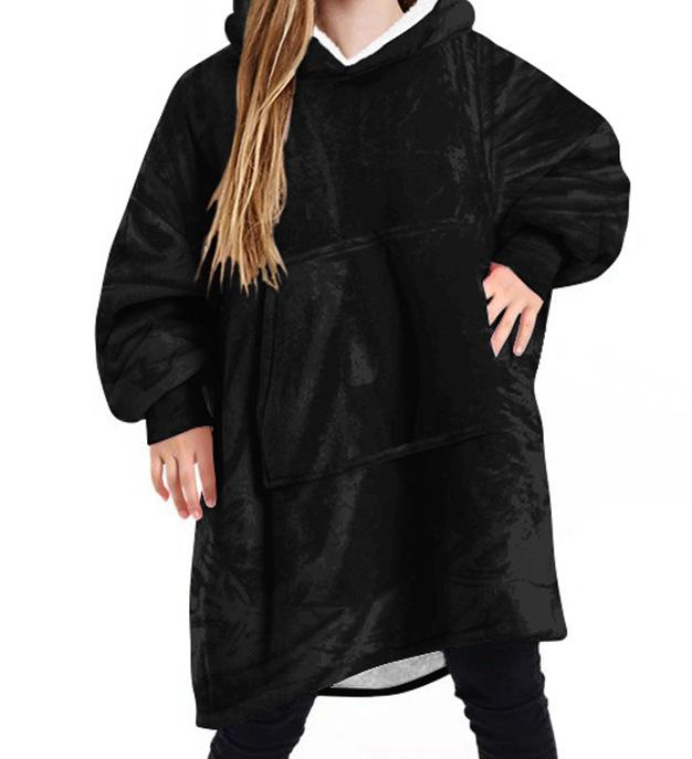 

Зимняя женская теплая фланелевая утолщенная домашняя одежда для ленивого отдыха на открытом воздухе, пижамы, детский однотонный свитер, теплая повседневная куртка One Size чёрный