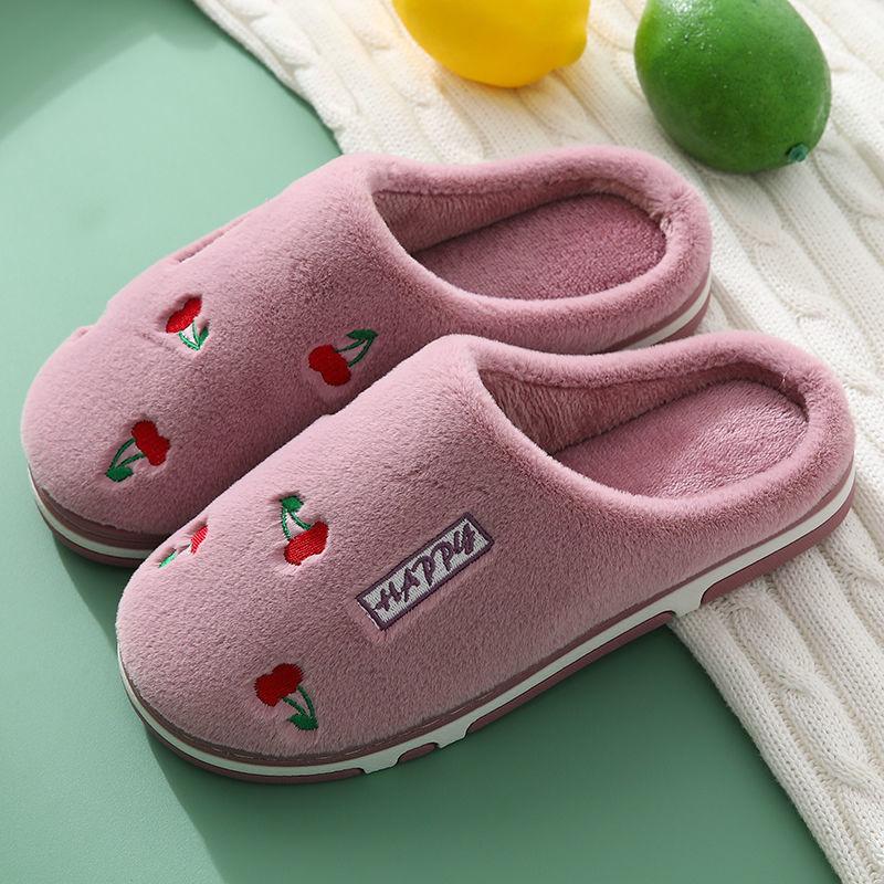 Autumn and Winter Warm Simple Plush Cotton Shoes Pure Cotton Slippers Indoor Non-slip Soft-soled Shoes