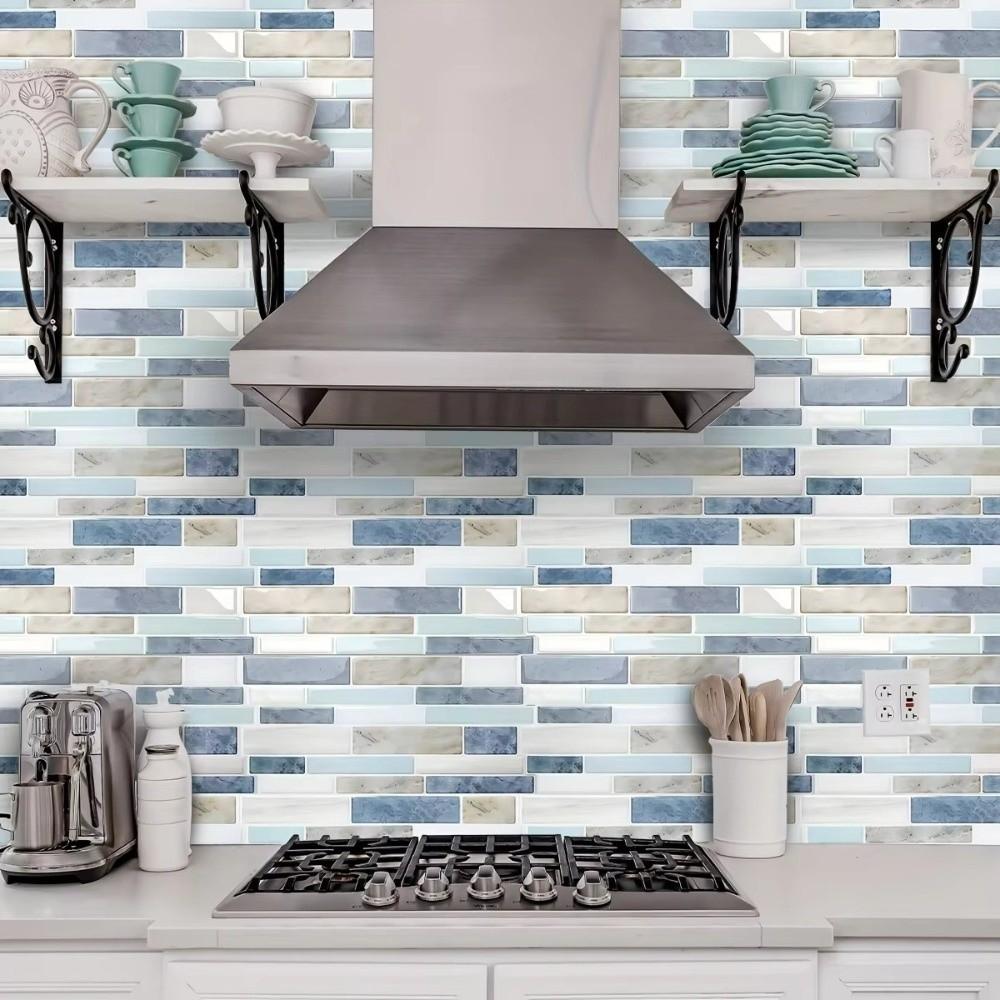 25PCS New Marble Pattern Kitchen Stickers 3D Effect Crystal Waterproof Bathroom Tile Stickers Self-Adhesive Oilproof Wallpaper