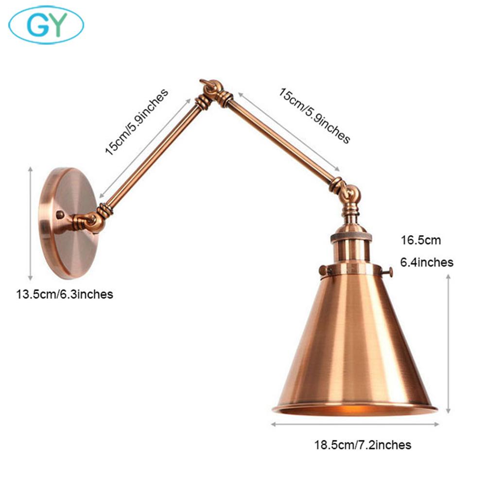 

Регулируемый антикварный промышленный длинный поворотный кронштейн черный настенный светильник коричневый латунный ретро-светильник для спальни бра
