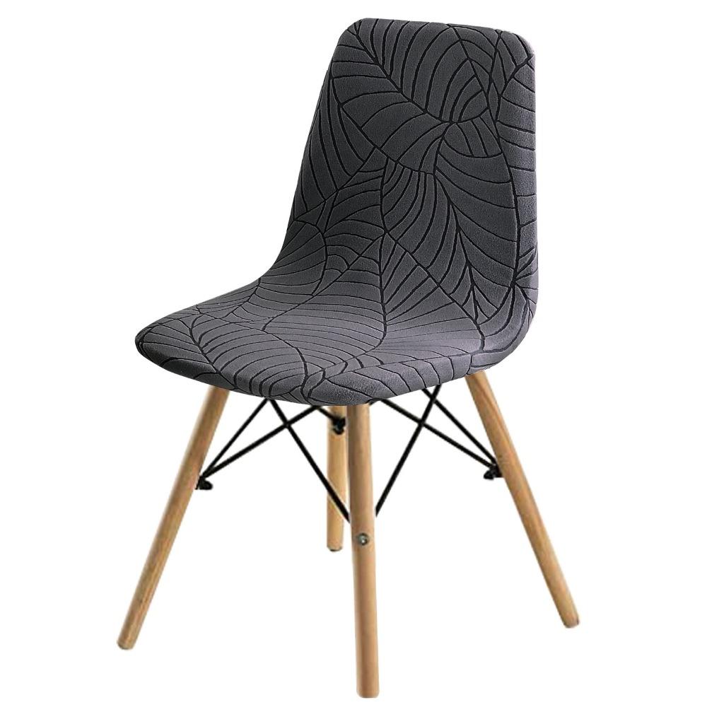 Elastic Chair Covers with Leaf Jacquard Modern Nordic Stretchable Seat Covers for Dining Chairs