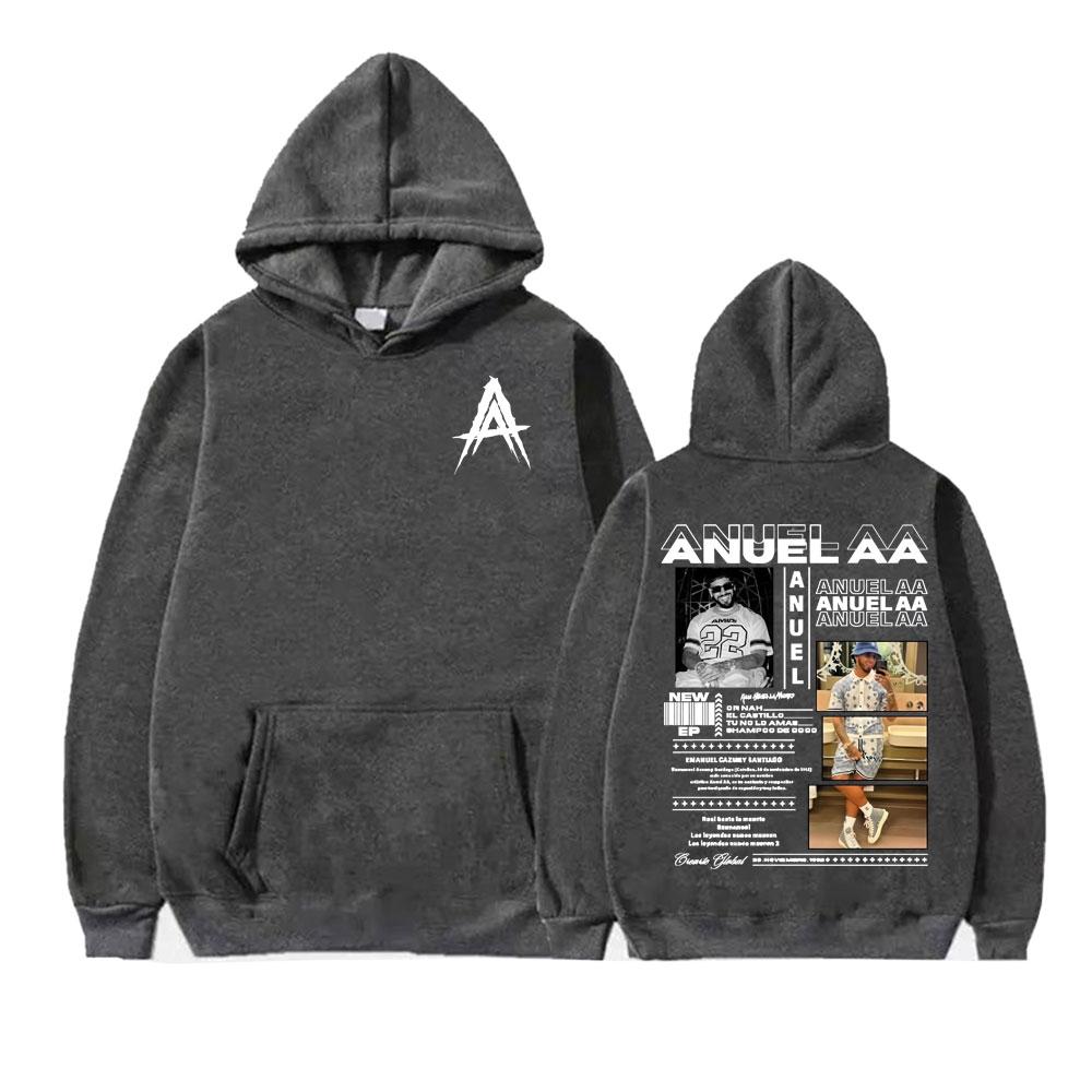 Rapper Anuel AA Real Hasta La Muerte World Tour Hoodies Men Women Fashion Hip Hop Pop Music Sweatshirts Fleece Casual Pullovers