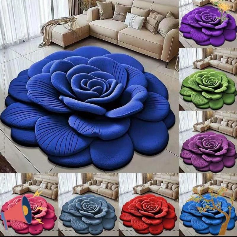 Flower Carpet, Special-Shaped Soft Peony Floor Mat, Durable 40X40Cm/60X60Cm Non-Slip Absorbent Bathroom Floor Mat For Living Roo