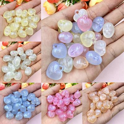 30 pezzi di gelatina acrilica color caramella cuore di pesca acrilico caramelle perline sfuse accessori gioielli fai da te 17.5 * 17.5mm gelatina di colore per la realizzazione di orecchini braccialetto