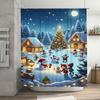 Tuniu Charmantes Winterdorf Feiertags-Duschvorhang Niedlicher Schneemann Kinder Festliche Weihnachten Badezimmer Dekoration Gemütliche Heimtextilien Geschenk