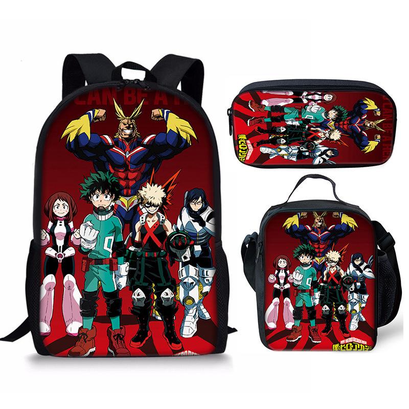 My Hero Academy Backpack Three Piece Set My Hero Academy Shoulder Bag Pencil Case Backpack