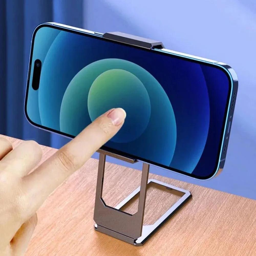 Rear Clip Foldable Phone Holder, Magnetic Metal Phone Holder, Adjustable Desktop Phone Holder