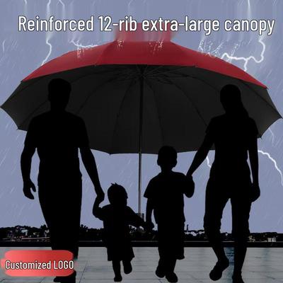Guarda-chuva Grande Dobrável à Prova de Vento para Homens e Mulheres - Design de 12 Varetas, Proteção contra Sol e Chuva, Manual, Acomoda Três Pessoas