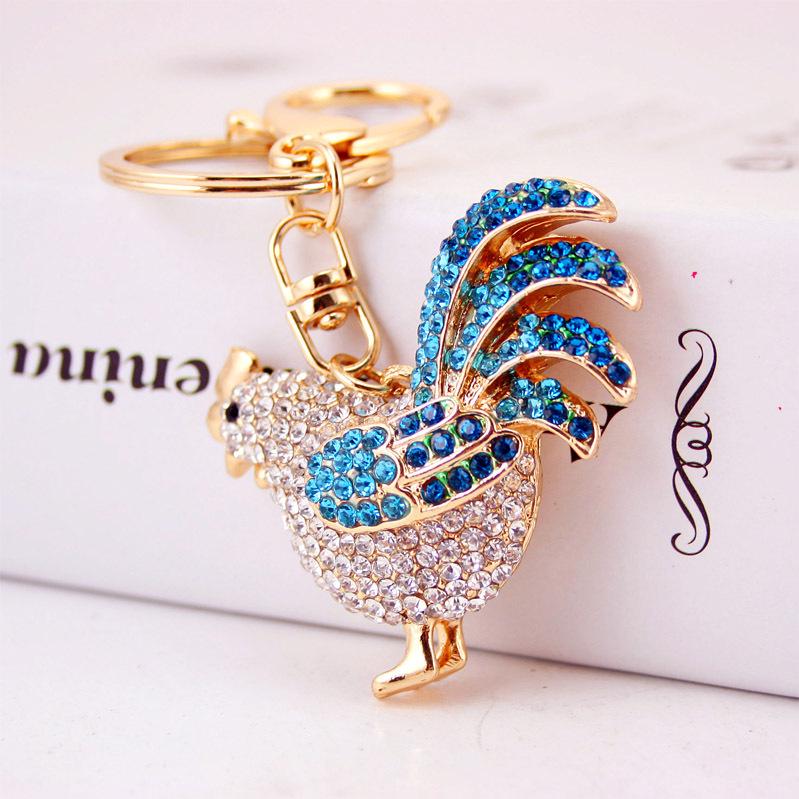 

Брелок-подвеска в виде петуха со стразами и бриллиантами - Подарок на женскую сумку