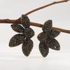 Übertriebene Strass-Blatt-Steckohrringe für Damen, Vintage Gothic Schwarzer Zirkon Kristall Blume Ohrringe, Party Schmuck Geschenke