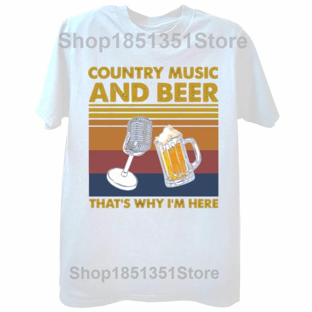 Funny Country Music and Beer T Shirts Summer Drinking Graphic Cotton Streetwear Short Sleeve Wine Gifts Tshirt Mens Clothing