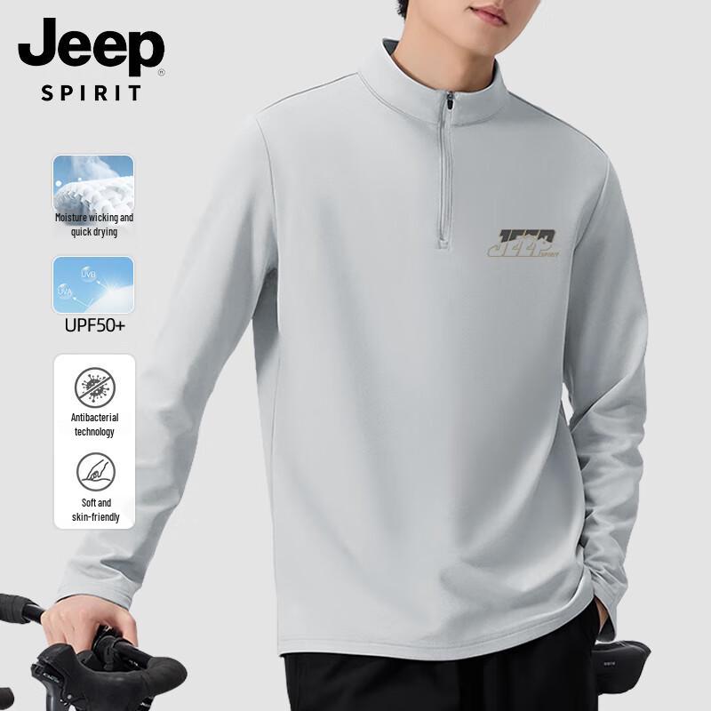 JEEP SPIRIT Men's Quick-Dry Half-Zip Long Sleeve T-Shirt