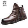 Men's Pu Boots 2024 Fashion Chelsea Boots Men's Comfortable High Top Zipper Boots Non-slip Flat Boot Men's Boot Cowboy Boot  48