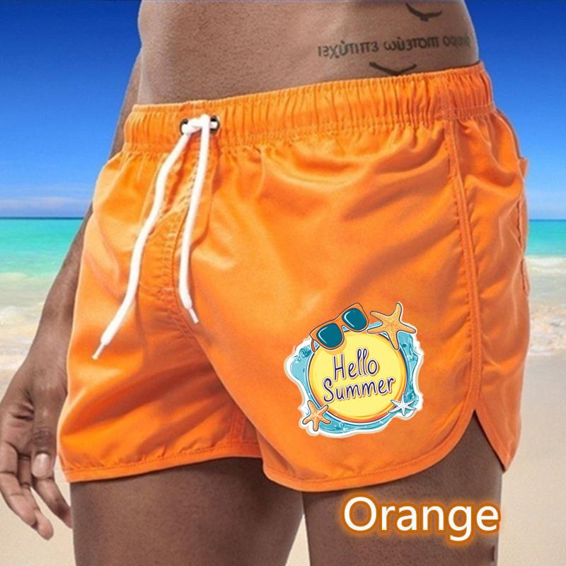 

80 Летние мужские быстросохнущие плавки с принтом, спортивные штаны, купальники, пляжные шорты, шорты для бега S оранжевый