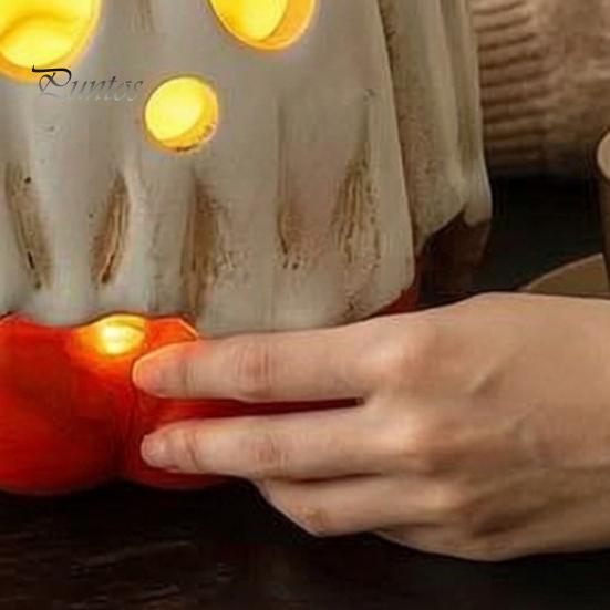 Ornamenti Spettrali Luminosi Decorazione Zucca Fantasma Illuminata di Halloween, Lampada Vintage Staccabile con Statua Spaventosa Candela LED per Tavolino da Cucina Mensola