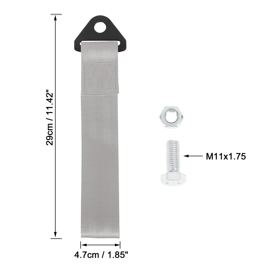 X AUTOHAUX Bumper Trailer Belt Tow Strap Tow Strap Aluminum Alloy Nylon 29 x 4.7 cm 2pcs Gray