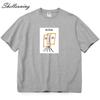 Shellsuning Koszulka z nadrukiem kreskówkowym Kobiety Lato Moda Casual Prosta Krótki rękaw 100% Bawełna Miękkie T-shirty Damskie Oversize Podstawowe Top dla pary