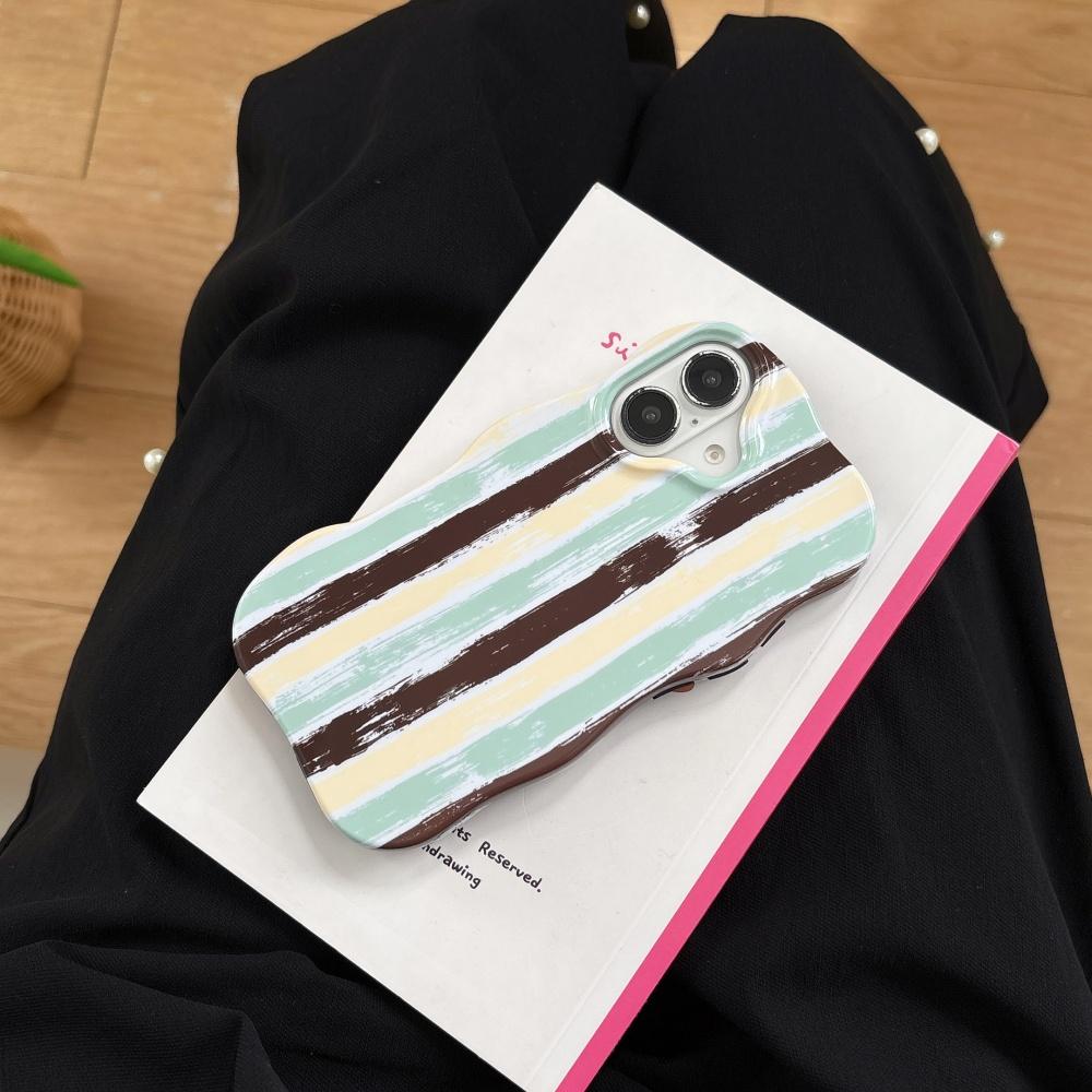 Fashion Graffiti Striped Color Blocked Phone Case For Iphone 16 15 14 13 12 Pro Max Wave Border Frame Protect Shockproof Cover
