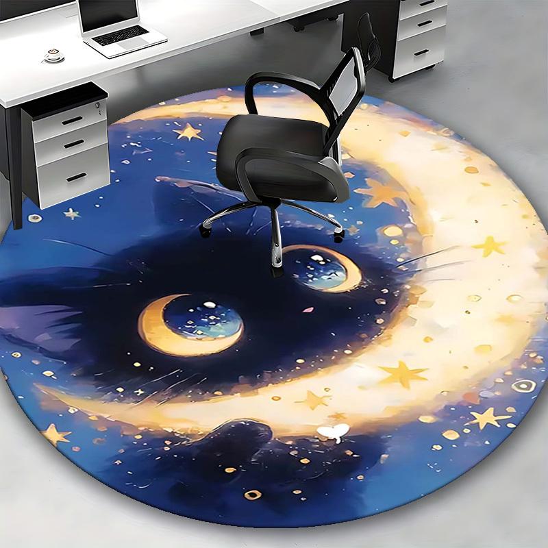 1pc Anime Design Round Carpet Office Chair Mat, Non Slip Rug for Home Decor, Living Room, Bedroom, Game Room, All Seasons