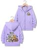 Children Full Zip Hooded Sweatshirt Multiple Dog Breeds Graphic Loose Daily Outerwear With Front Pocket