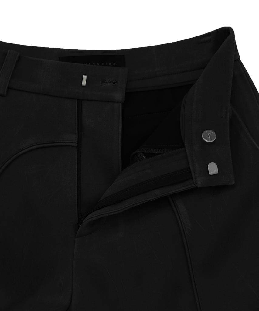 Teulimingbeodeu Suede Piping Classic Set-Up Pants [ Black ]