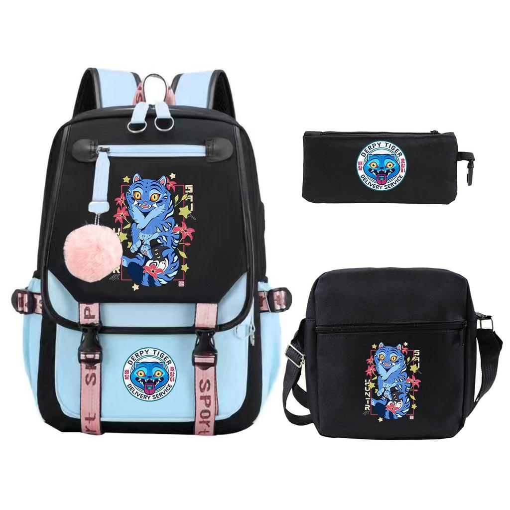 Witch Hunters Cartoon Peripheral Printing Children's Backpack Cross-border New Student School Bag Three-piece Shoulder Bag Pencil Bag