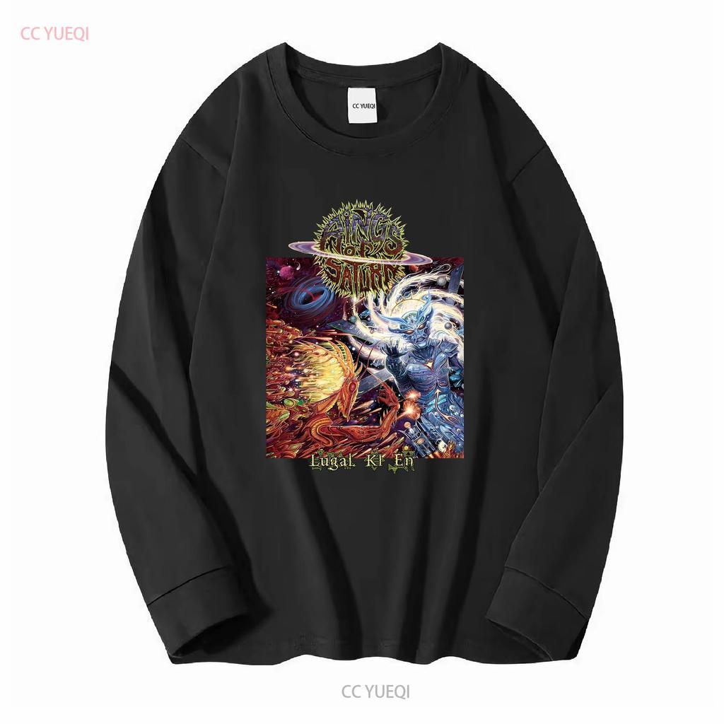 Vtg Rings of Saturn Lugal Ki En Heavy Cotton Black All Size T Shirt C1991 Long Sleeves Vintage Washed Homme Stretched