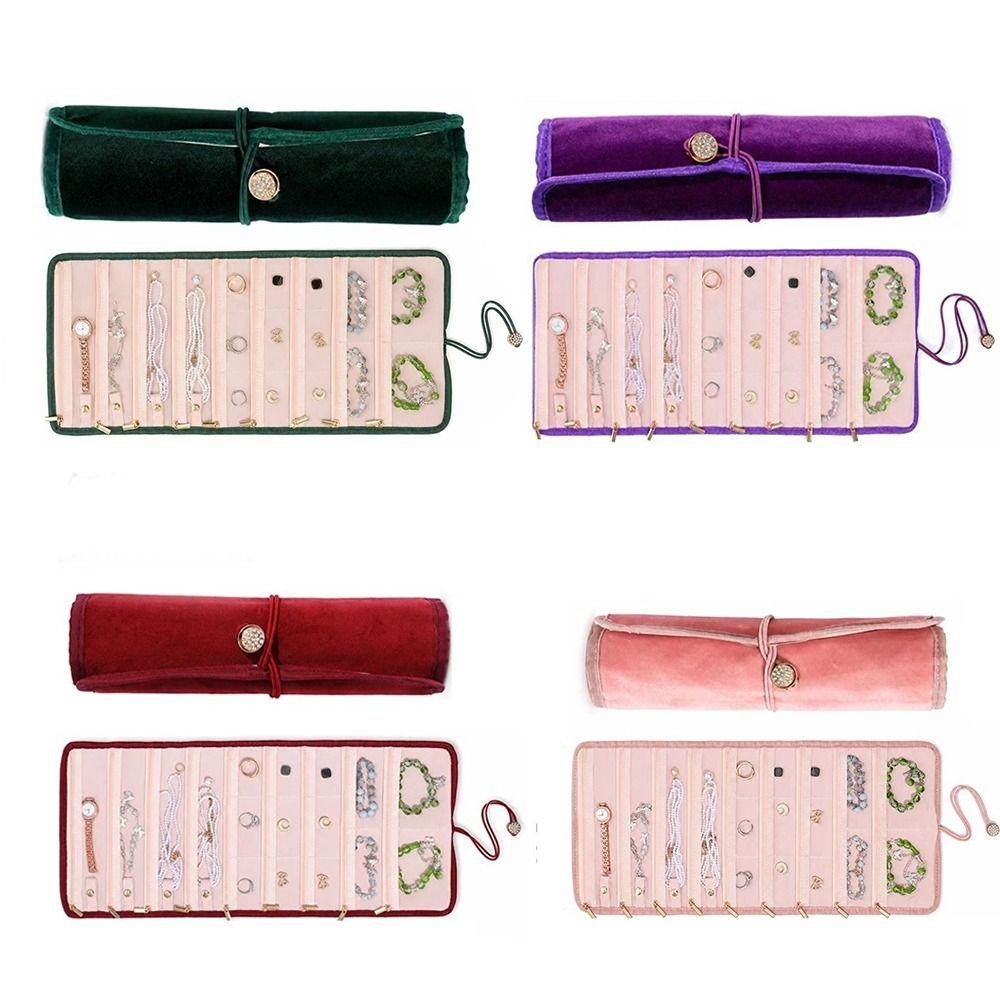 Sac de rangement pour bijoux enroulable Sac de rangement pour bijoux portable Utilisation en voyage en extérieur