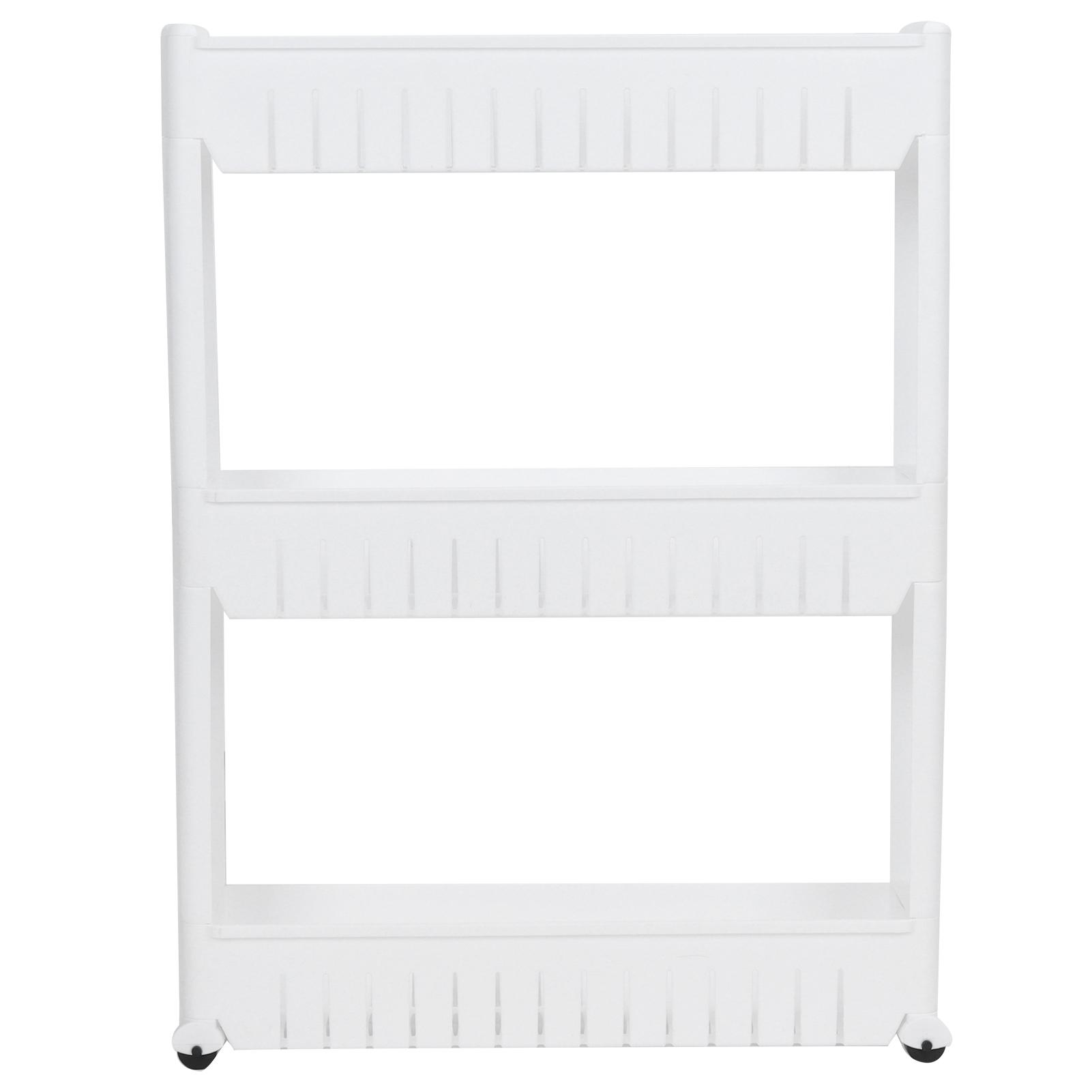 

Slim Storage Cart Narrow Space Organizer Slide Out Shelving Rack for Bathroom KitchenWhite 3 Tier Triple Layer білий