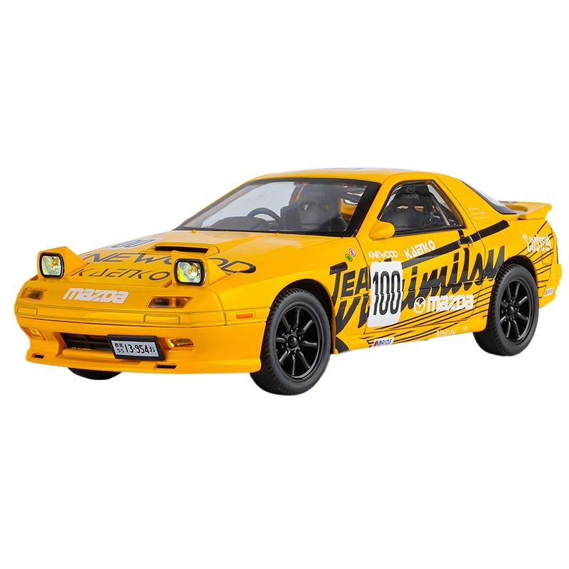 

1/24 Mazda RX7 Alloy Modified Sports Car Model Diecasts Metal Racing Car Vehicles Model Simulation Sound and Light Kids Toy Gift жёлтый