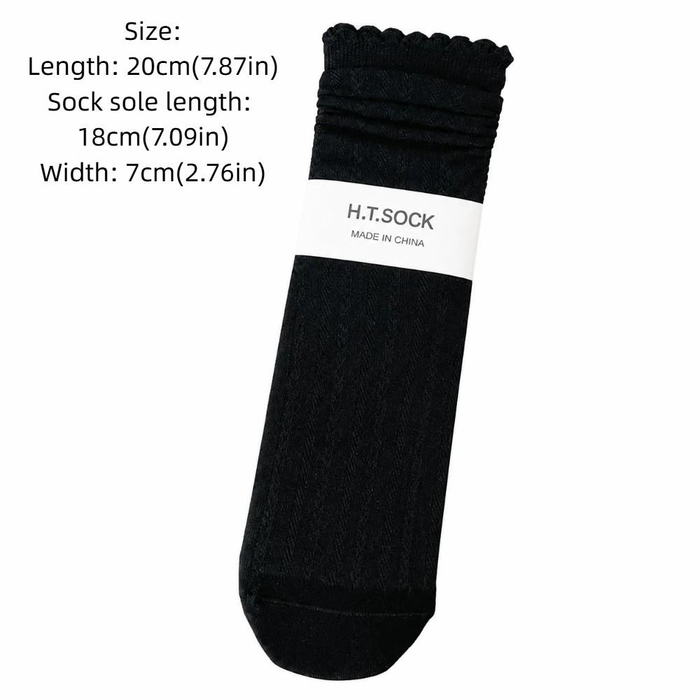 1Pair Ruffle Spring Summer Socks Solid Color Lace Socks Sweet Middle Tube Socks Women Girls