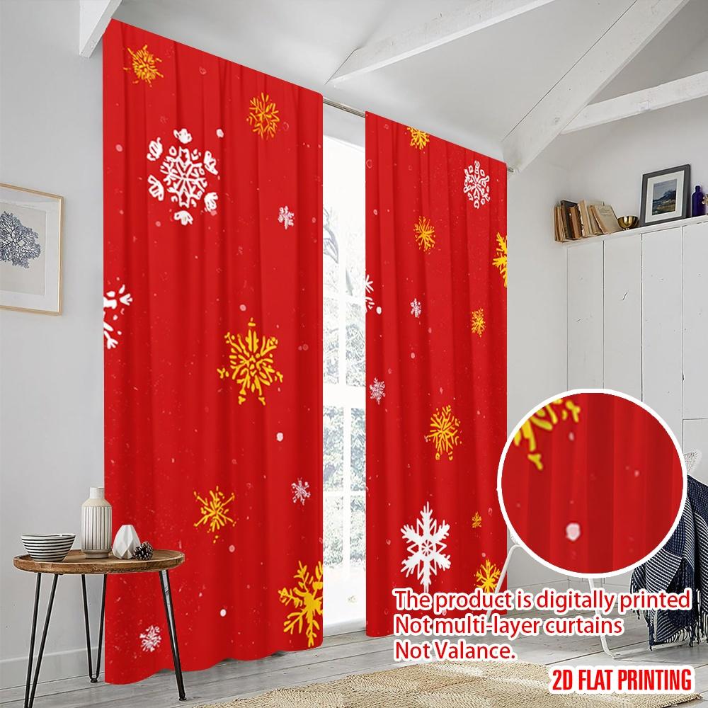 2pcs,2D Plane Printing Curtains Roller Blinds Santa Claus Snowflakes Polyester Woven (without Rod) Holiday Ldeal for Living Room