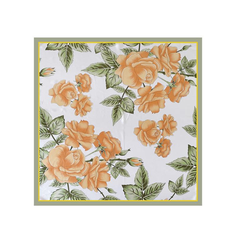 Satin Large Square Scarf Silk Scarf Women Imitation Silk Printed Scarf Temperament Air Conditioning Large Shawl Sun Protection Headscarf