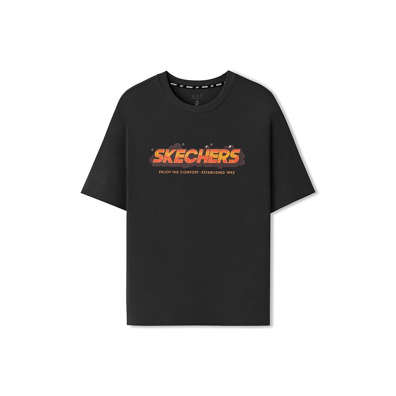 Skechers Solid Color Breathable Round Neck Drop Shoulder T-Shirt Unisex tops L126U037-0018 XS