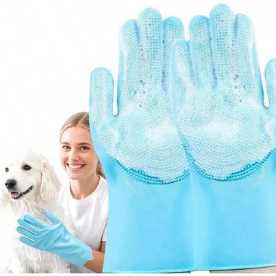 Hitzebeständige Extra-Lange Haustier-Badehandschuhe - Strukturierte Latex-Gummihandschuhe Zum Hundeauswaschen, Geschirrspülen & Haushaltsreinigung, Rutschfest & Langlebig