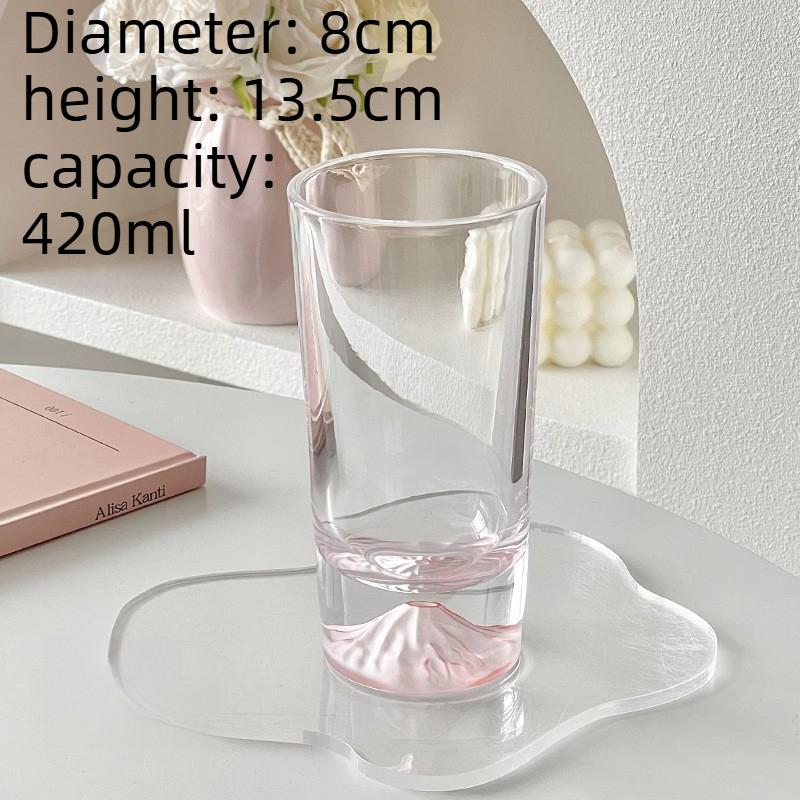 Pink Mount Fuji Cherry Whiskey Tall Cup Coffee Glass Home Bar Beverage Utensils