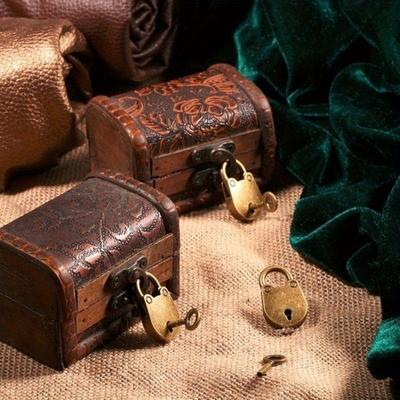 Vintage Mini Copper Combination Lock with Creative Key Design for Home Decor and Security