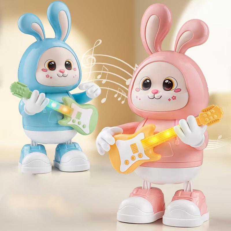 Dancing Bunny Toy With Music & Lights Rabbit Guitarist Musical Toy For Baby Legs Move & Body Twist Birthday Gift For Toddlers