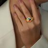 Korean Style Geometric Heart Clover Enamel Ring for Women - Trendy Temperament Design