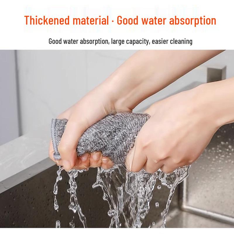 Thick Bamboo Charcoal Gray Dishcloth: Non-Shedding, Highly Absorbent Kitchen Cleaning Cloth