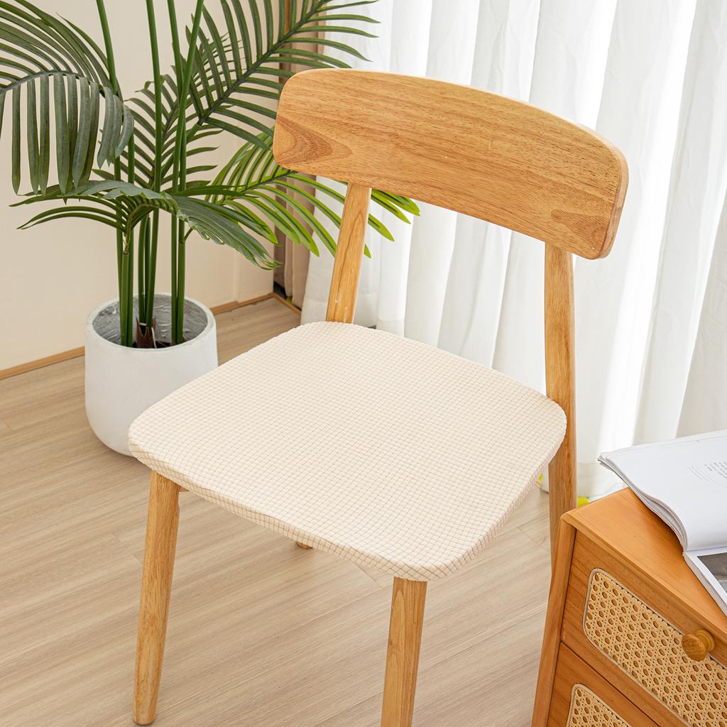 Stretch Jacquard Chair Seat Covers Solid Removable Washable Anti-Dust Dining Room Chair Seat Cushion Slipcovers