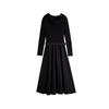 ELLE Color Block Flared Knit Long Sleeve Dress Women Dresses Black EL49438