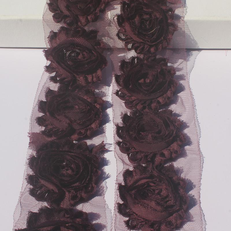 1 år 2,5 tum Shabby Chiffonblommor för Babyflickors Hårband Chiffon Fransiga Blommor för Att Göra Barn Romper Klänningstillbehör