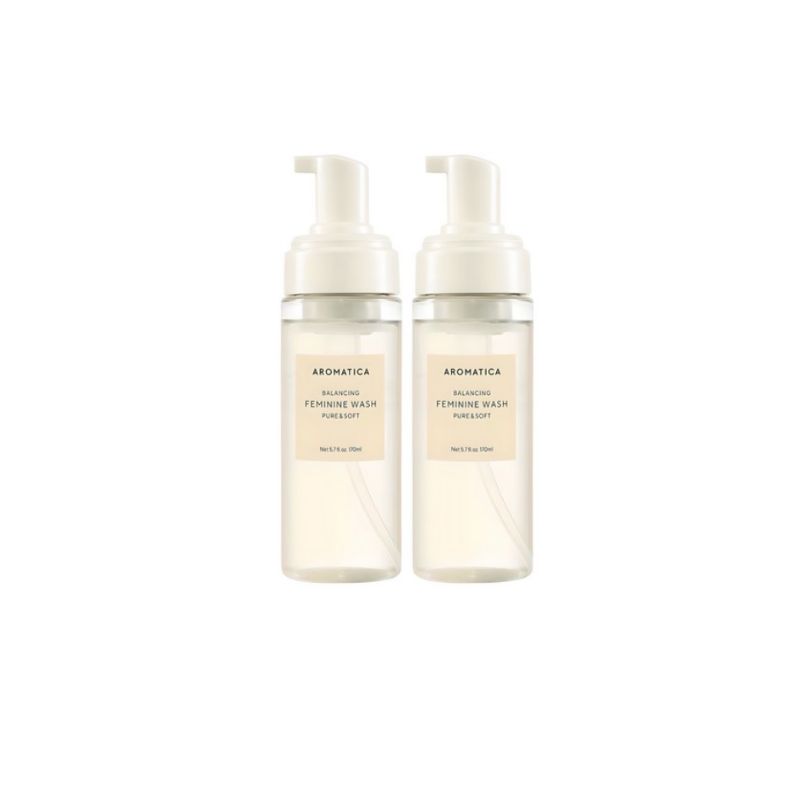 Aromatica Pure and Soft Feminine Wash 170ml (2-Piece Bundle Set) Mild Foam Cleanser Daily Organic Intimate Hygiene Care