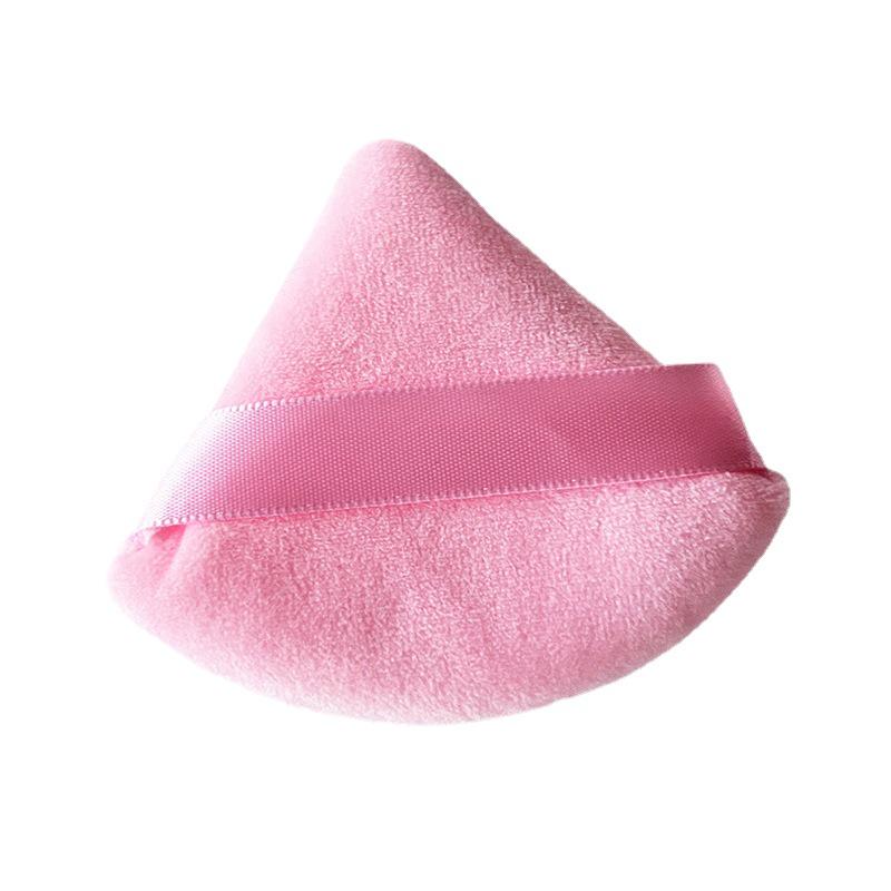 Velký trojúhelníkový sametový pudrový aplikátor na make-up - Super měkký, houbička na sypký pudr, V balení vějířovitá houbička
